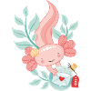 Axolotl mit Flaschenpost