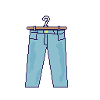 Pixeljeans auf Kleiderstange