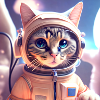 Chat astéonaute dans l’espace