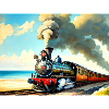 Steam locomotive on the beach