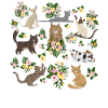 Chats Ludiques Fleurs Mignons Félins