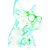 Cooler futuristischer Hund mit grüner Sonnenbrille