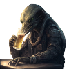 Alien mit Feierabendbier