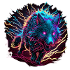 Wolf Neon Illustration Synthwave Art