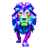 Blue polygonal lion