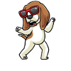 Beagle dog dancing with sunglasses