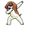 Beagle dog dancing with sunglasses