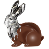 Chocolade paashaas in hoogglans chroom look