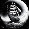 Sailing shipin the night drawing