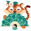 Tiger mit Fächer