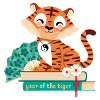 Tiger on stack of books