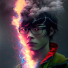 elektrik-Porträt – Electric Rift Neon-Gesicht