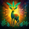 Biche cosmique aux feuilles cannabis