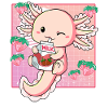 Kawaii Axolotl Strawberry Milk
