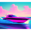 Sport boat retro 80s Miami Vice style