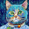 Astronaut cat van gogh