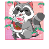 Kawaii Raccoon Strawberry Milk