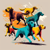 Hunde Gruppe - Bunte Hunde