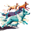 Bunte Hunde - Hunde Gruppe