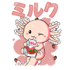 Kawaii Axolotl Strawberry Milk