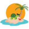 Cool turtle on island