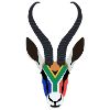 SPRINGBOK HEAD IN SOUTH AFRICAN COLOURS