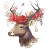 Deer with lush flowers