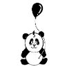 Panda with black balloon