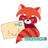 red panda with letter