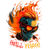 Flaming Skull with Hell Yeah