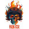 Flaming Skull Biker Crest
