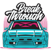 Break Through Neon Car Graphic