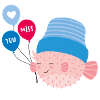 Kugelfisch mit Luftballons