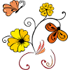 Flower vine with butterfly