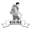 Hiking banderole with hiker