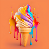 Eis mit Farbspritzern gegen