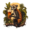 Beer-loving lemur in the jungle