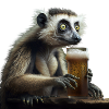 Funny Crazy Lemur with Beer