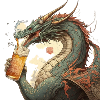 Chinese dragon drinks beer