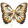 hand-drawn gold shiny butterfly