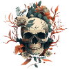 skull in flowers