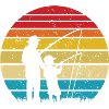 Sunset Fishing Silhouette: Father & Child