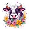 Vache et fleurs