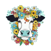 Vache et fleurs