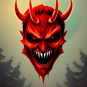 Visage démoniaque rouge