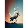 Deer with flaming antlers