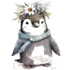 Pingouin avec des fleurs