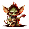 cute gremlins with rock guitar