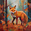 Abstrakter Fuchs im Herbstwald