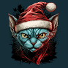 Siamkatze mit Weihnachtsmannmütze